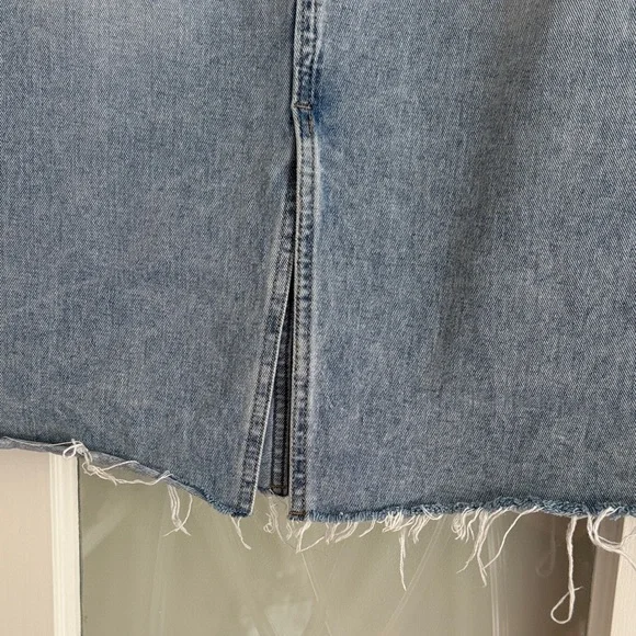 CHARLIE B Light Blue Denim Midi Skirt with Center Slit - Picture 3 of 3